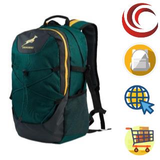 Springbok Flanker 28L Backpack - Green And Gold - SB-SBR01-GRGD - Green ...